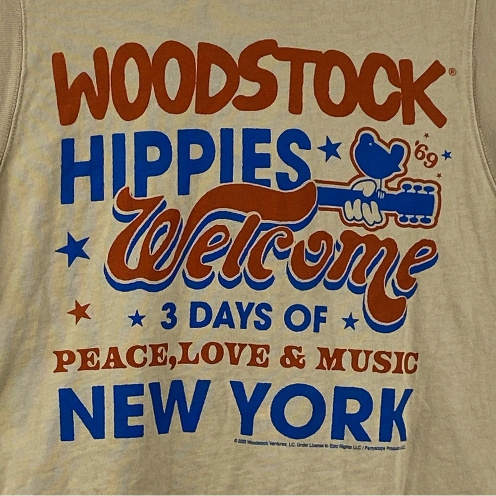 Woodstock Hippies Welcome New York Graphic Beige Tank Top Size XS - Picture 7 of 16